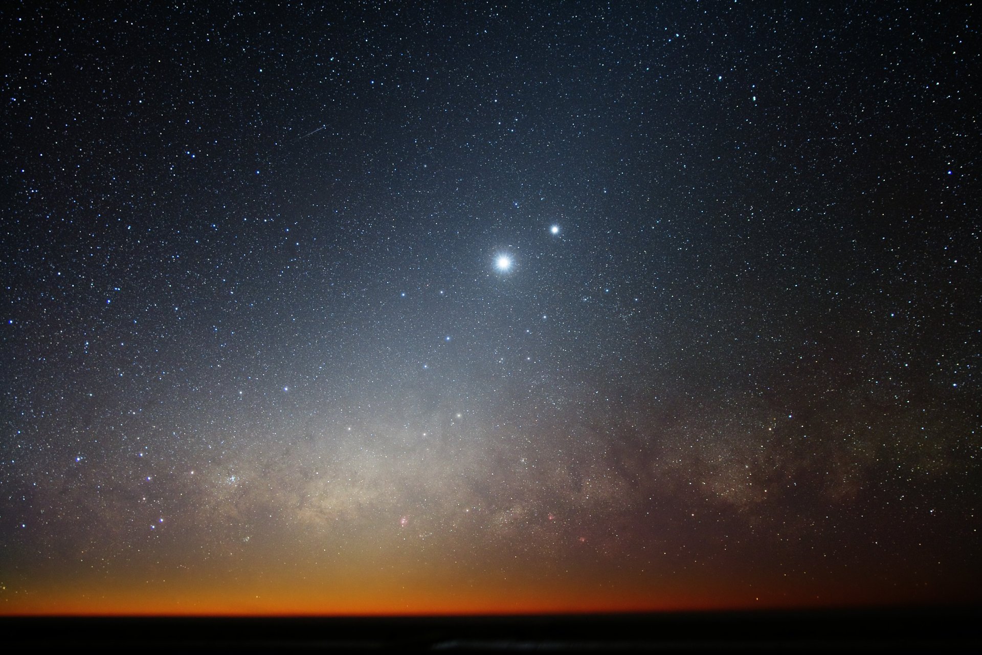 mond horizont milchstraße sterne galaxie venus universum