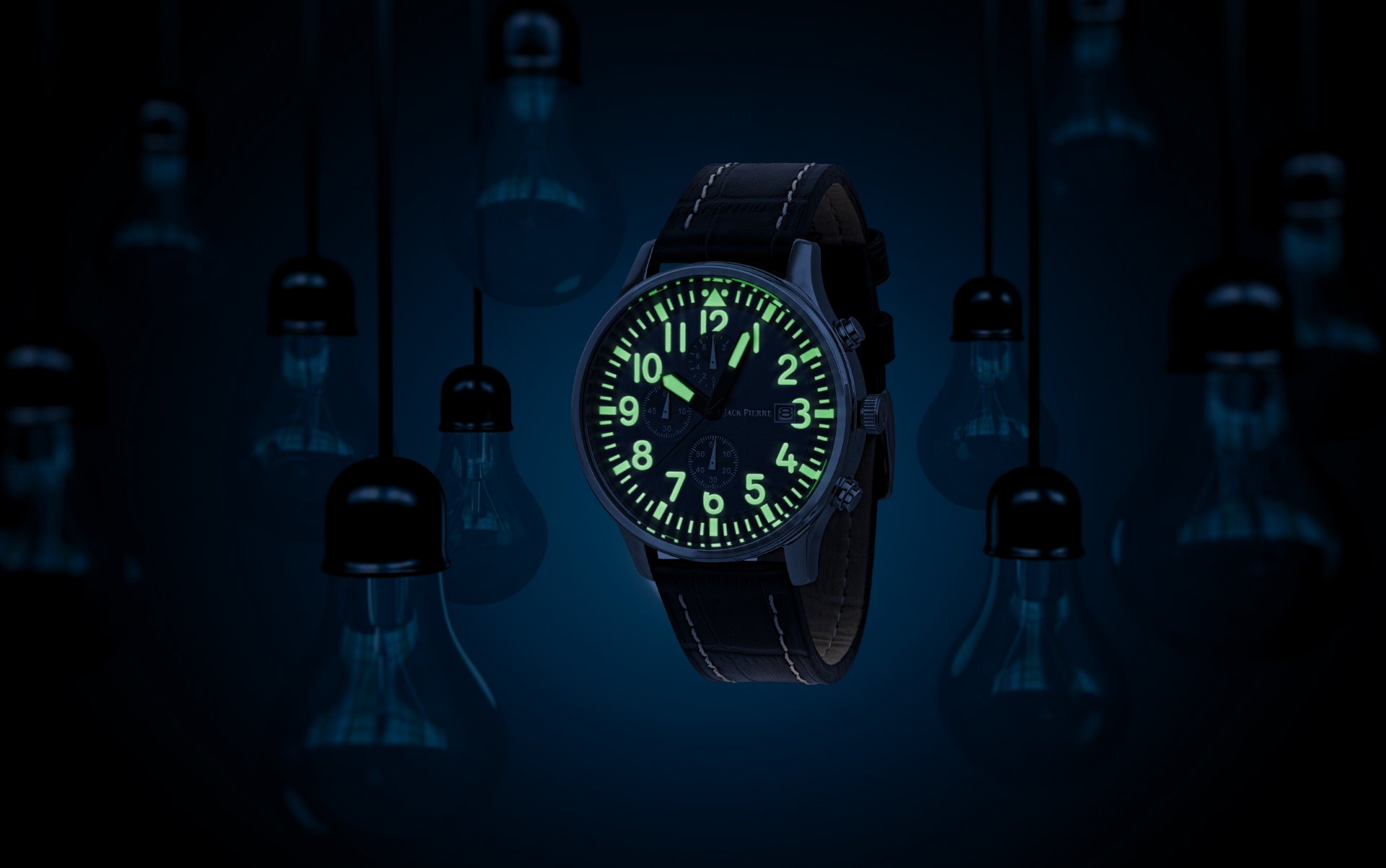 licht dunkelheit fluor uhr jack pierre