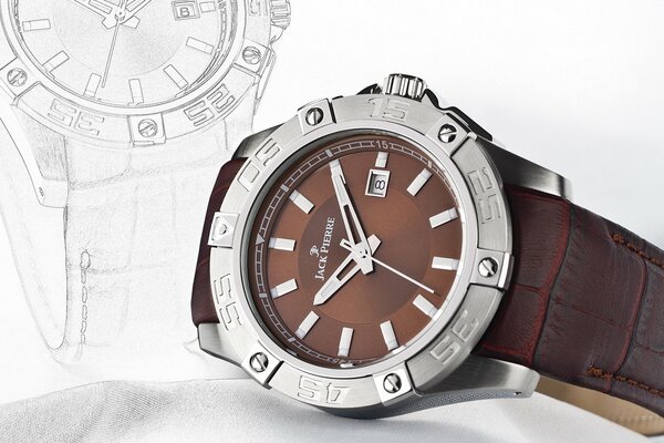 Jack Pierre Herren Armbanduhr: Weiß und braun