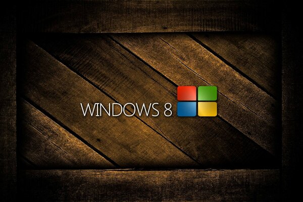Microsoft Windows 8 Logo auf Holzhintergrund