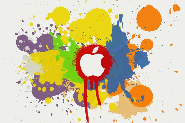 Mac Apple Logo auf dem Hintergrund von farbigen Flecken
