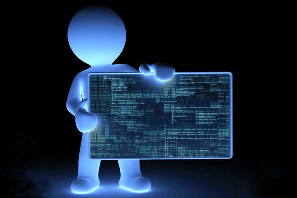 Weißer Mann hält einen Tisch mit Programm