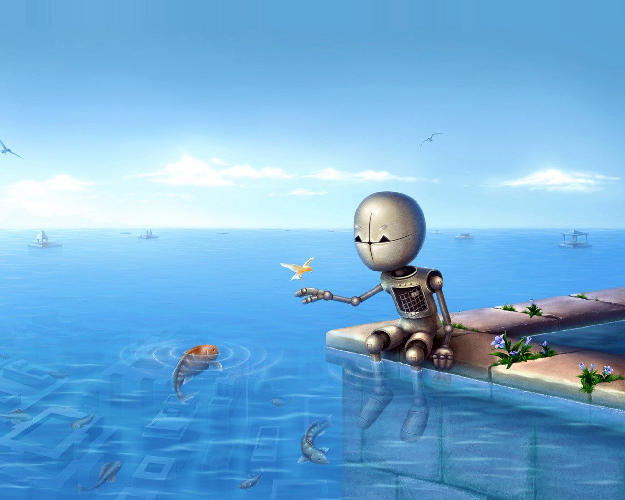 roboter fische horizont meer
