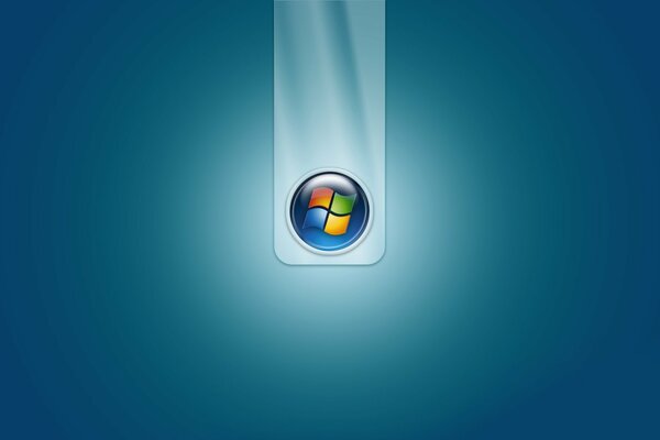 Microsoft Windows 7 Logo Emblem rundes Symbol auf blauem Hintergrund