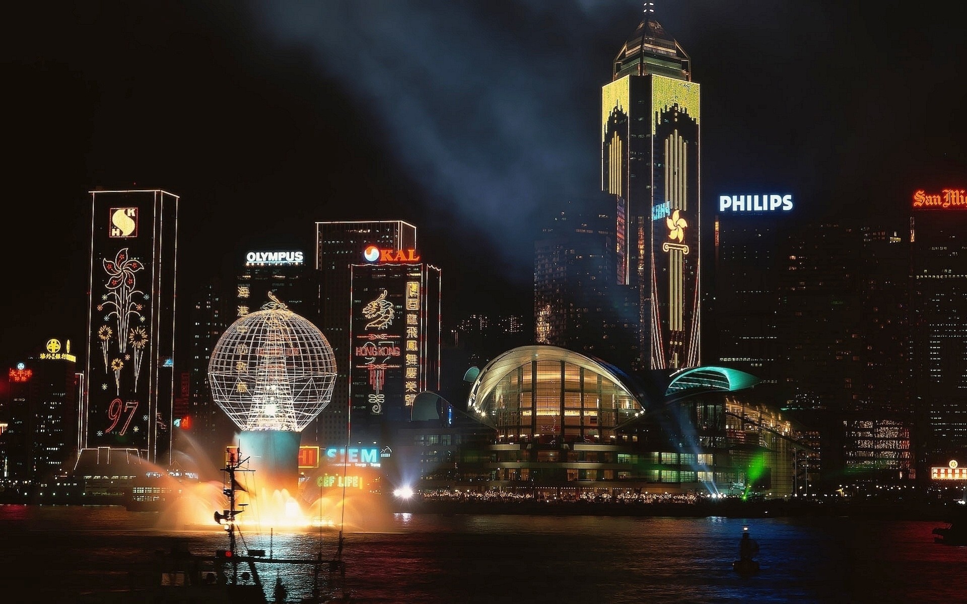lichter nacht hongkong stadt