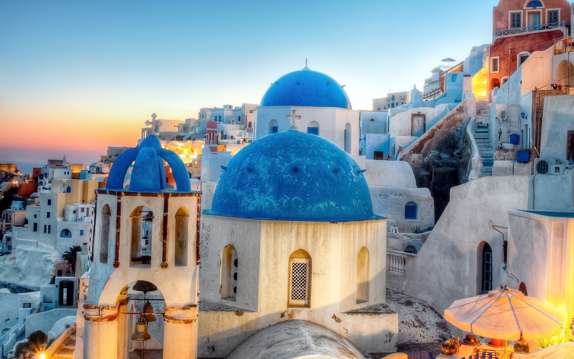 stadt nacht griechenland santorin oia
