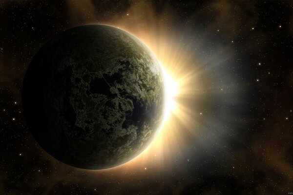 Dämmerung, Planet Erde und Sonne