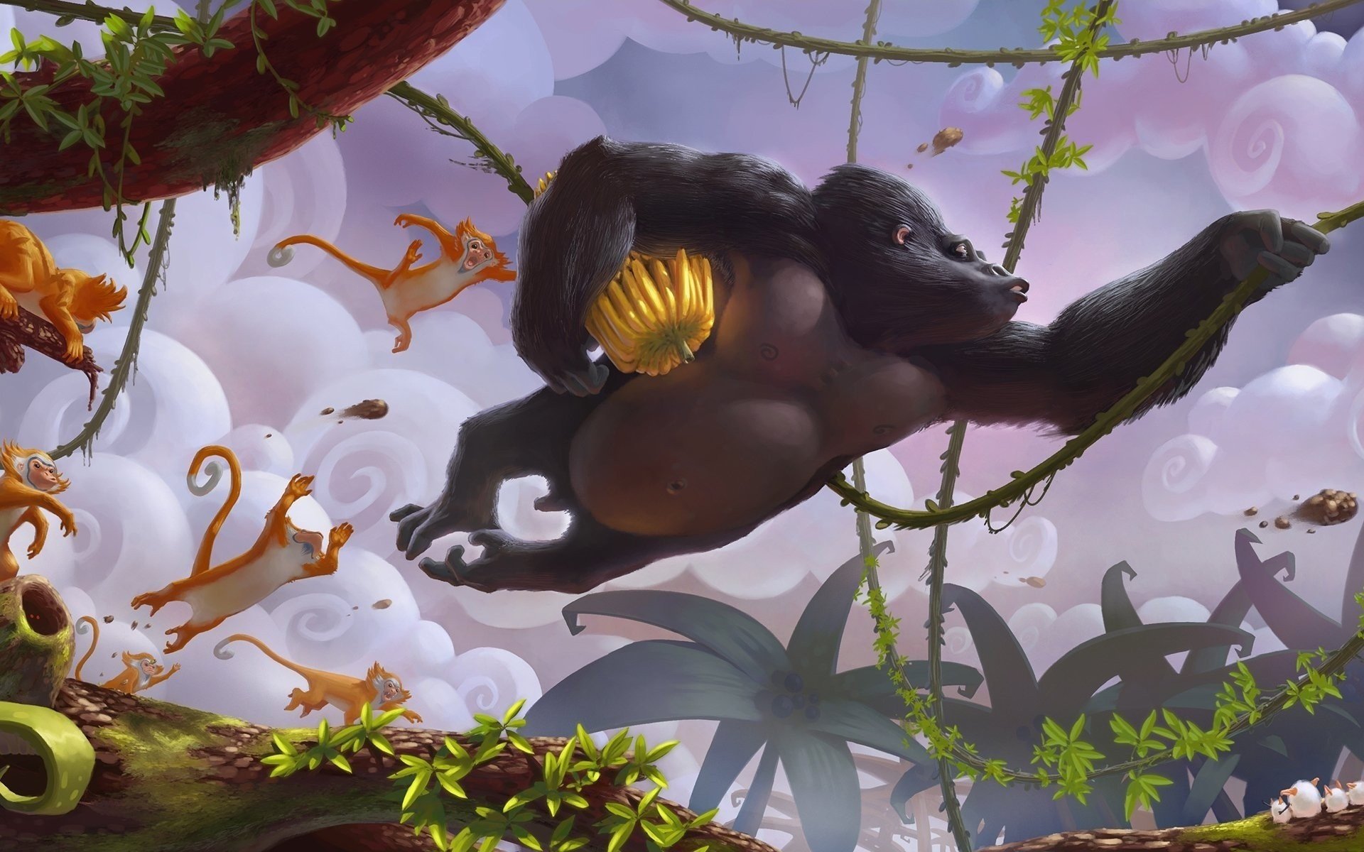 wald gorilla tiere blume zeichnungen anime