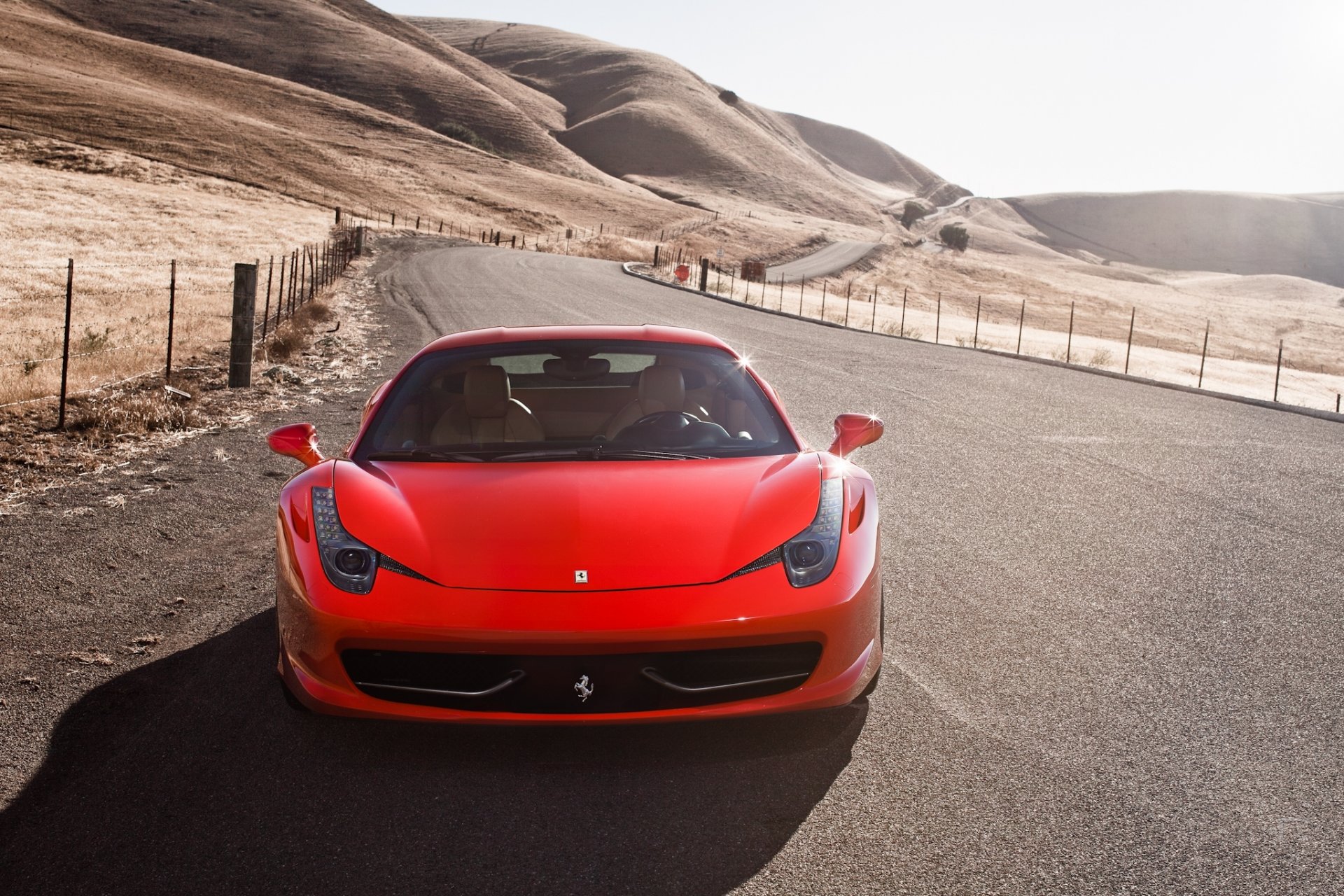 ferrari 458 italia rot ferrari italien front straße geländer himmel