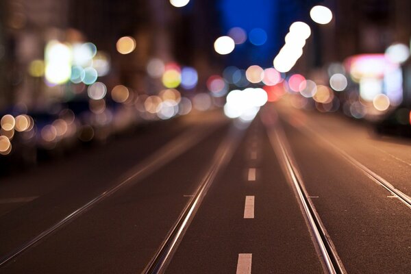 Nachtstraße, Autos, Lichter