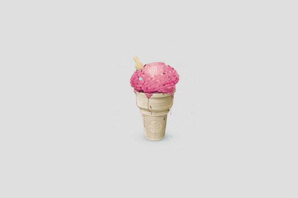 Rosa Eis in einem Becher auf hellem Hintergrund