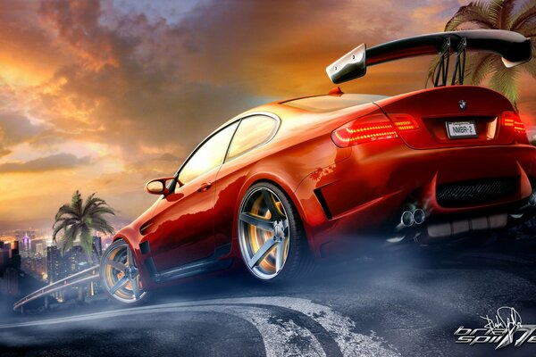 Roter BMW im Photoshop-Bild