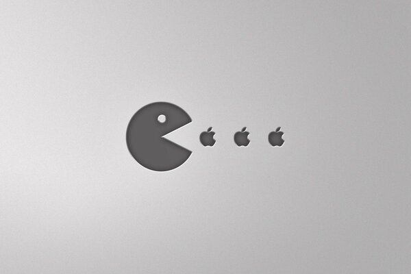 Pacman smiley isst einen apfel apfel