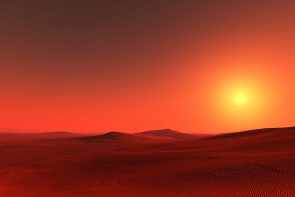 Sonnenuntergang rot orange in der Wüste