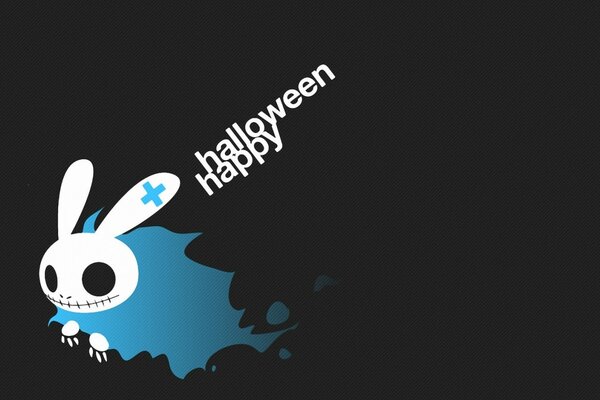 Gruselige Halloween-Hase auf schwarzem Hintergrund