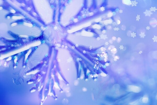 Blaues Flackern der Schneeflocke, festlich, Weihnachten Hintergrund