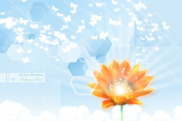 Eine Blume, die Duft und Schmetterlingsschwärme ausstrahlt