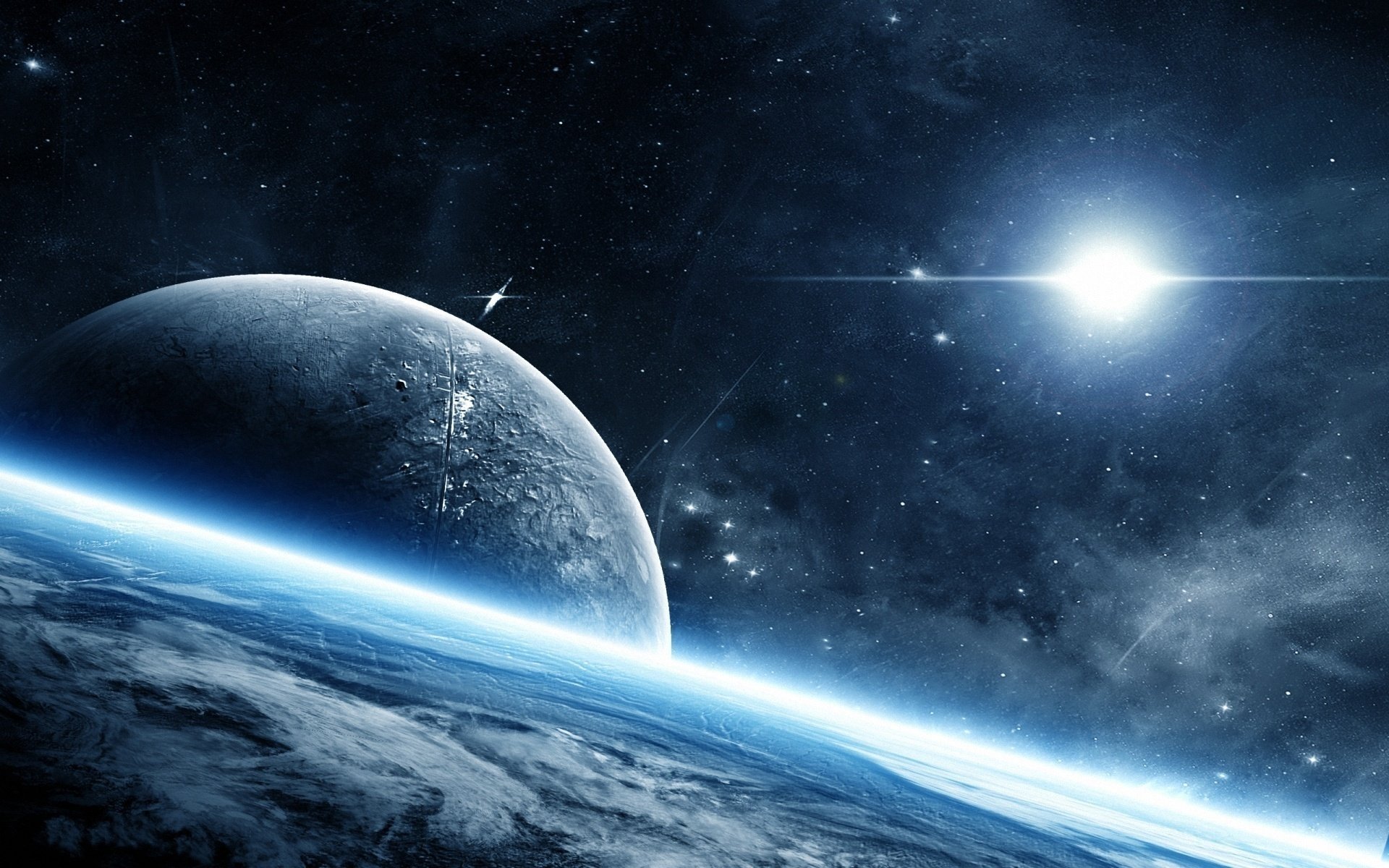 planet space raum atmosphäre glühen