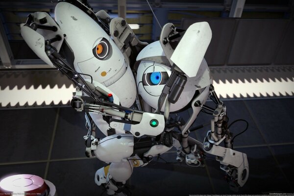 Zwei Roboter umarmen Kunst