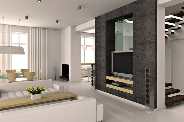 Das Innere des Hauses im minimalistischen Stil