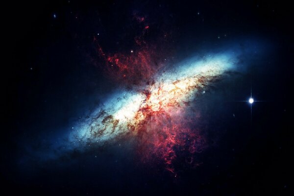 Eine Galaxie vom Typ und vor zwei Jahren auf dem Territorium der Ukraine auf einem weißen Bildschirm