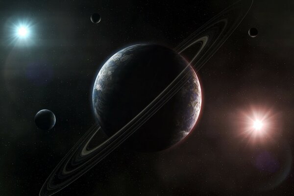 Ein riesiger Planet unter den Planeten mit Ringen