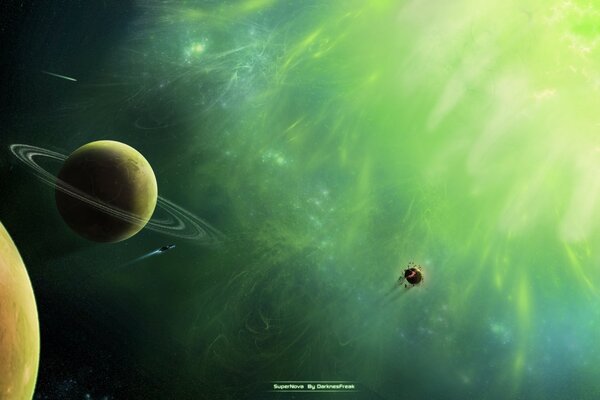 Planeten einer anderen grünen Galaxie