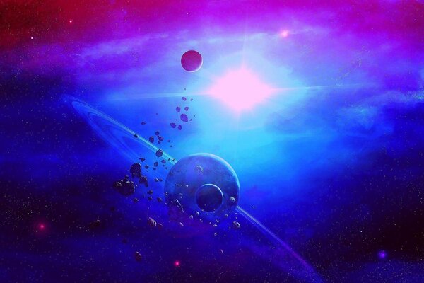 Asteroidengürtel im Orbit des Saturn