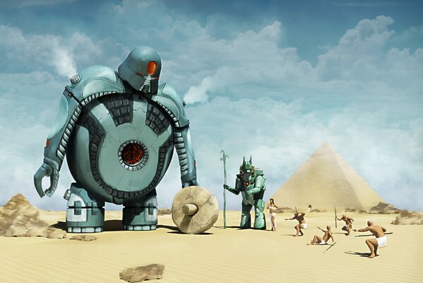 Roboter sind Aliens neben den Pyramiden
