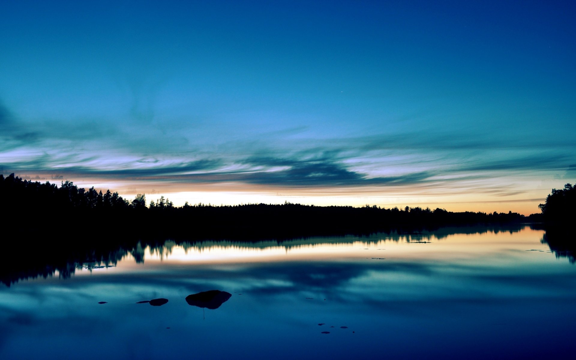 sonnenuntergang wald see