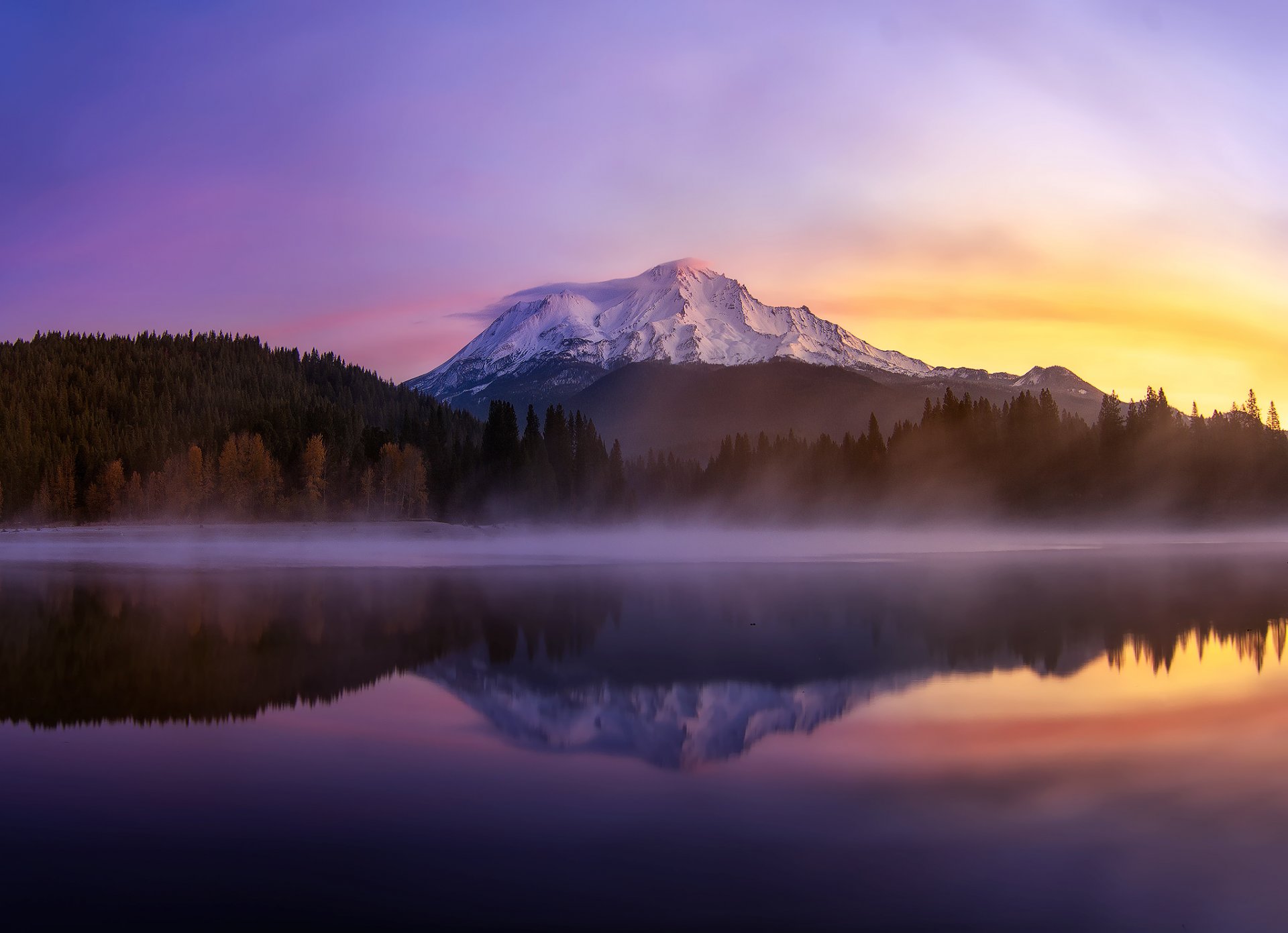usa kalifornien mount shasta see siskiyou morgen