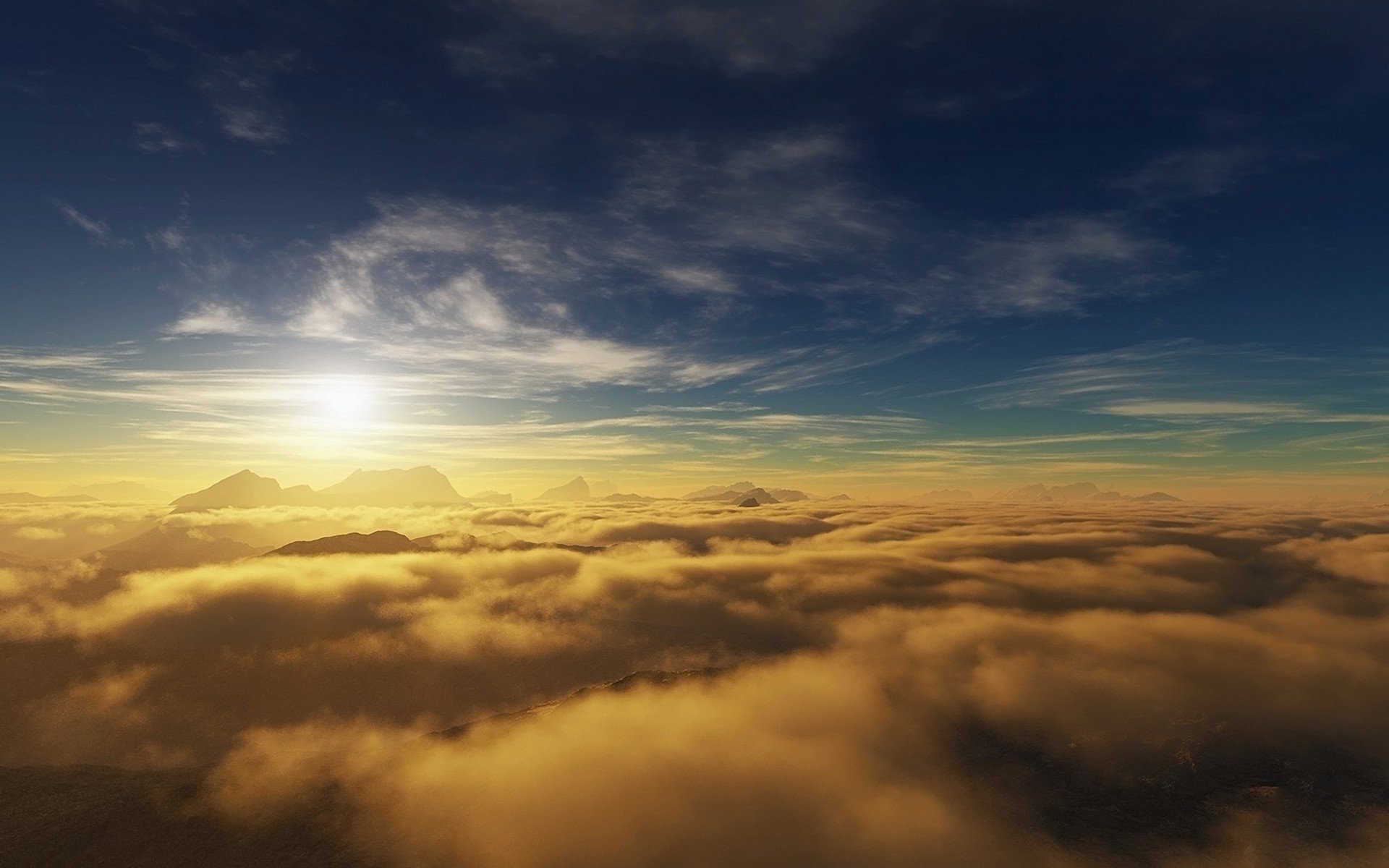 wolken berge himmel sonne