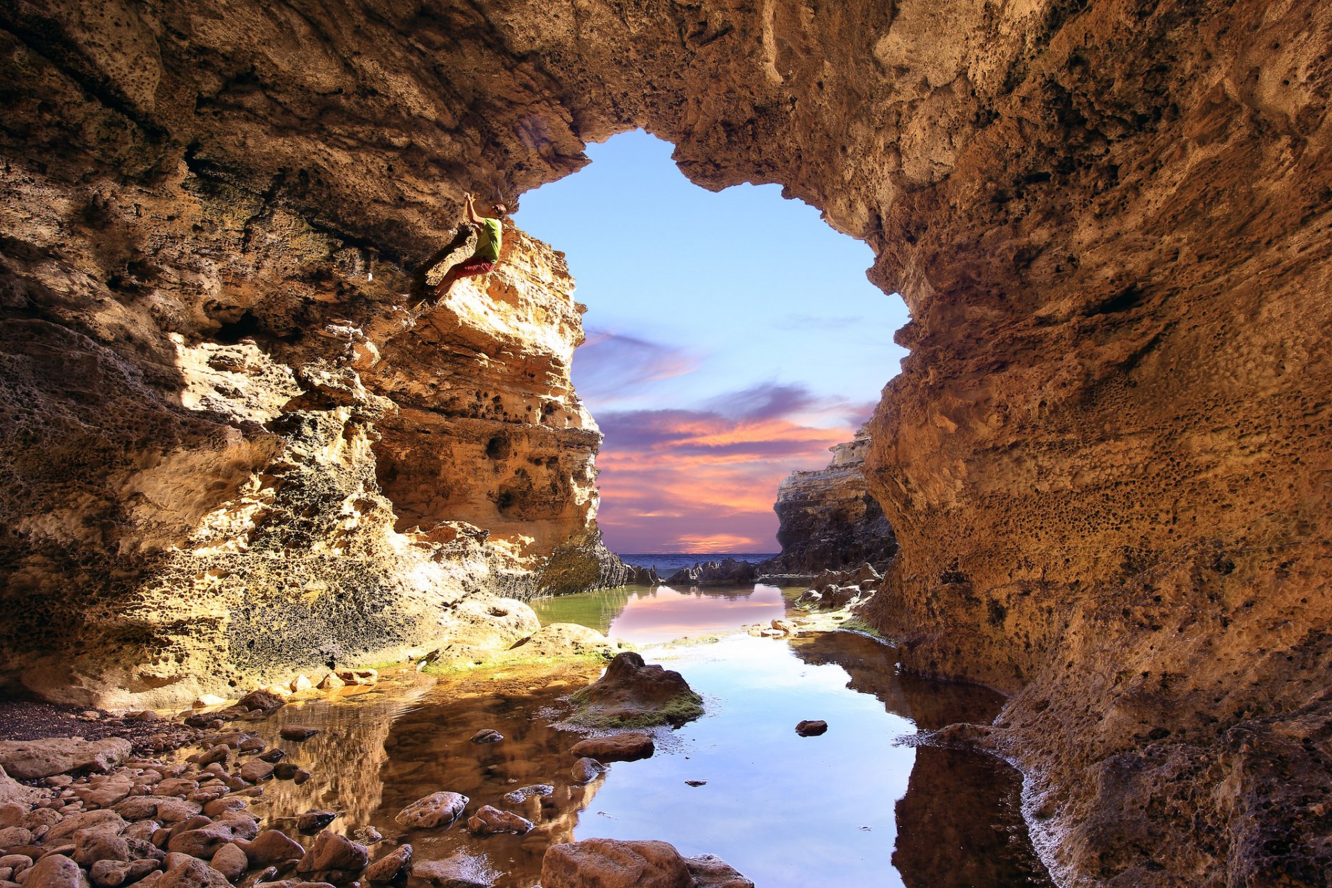 felsen meer höhle grotte ebbe