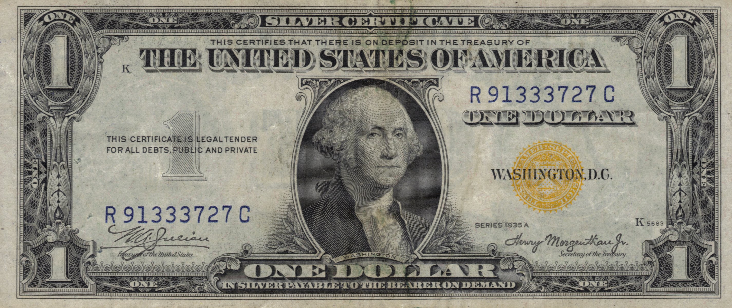 dollar ein washington gelb nachfrage serie vereinigte staaten von amerika united