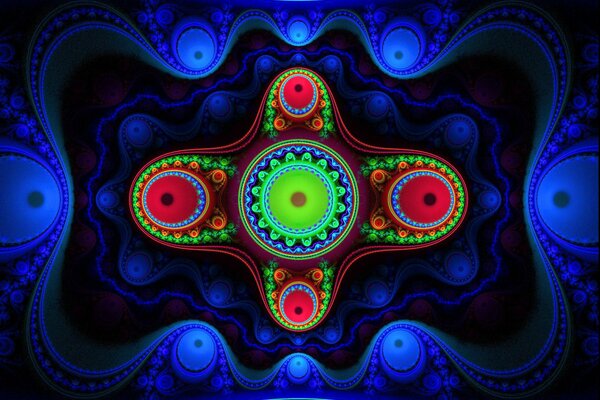 Fantasievolle symmetrische Grafiken in hellen Farben