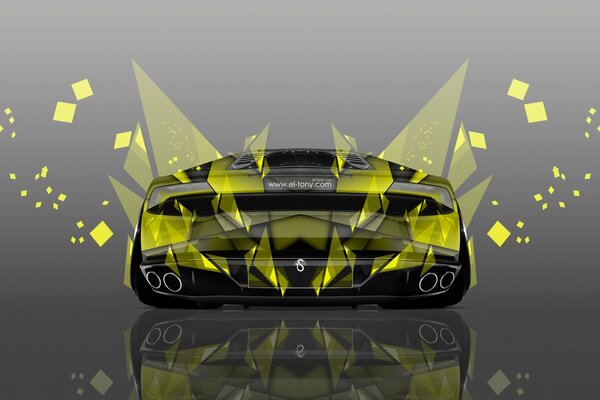 Grüner Lamborghini auf grauem Hintergrund