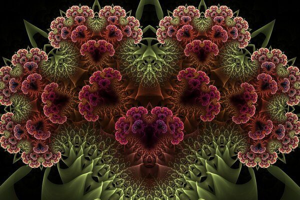 Abstraktion Blumen grün rot