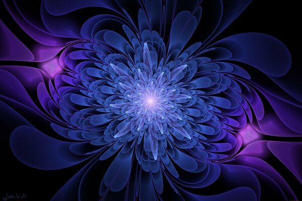 Grafikblume in Blau und Schwefelfarbe