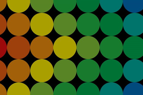 Geometrische Abstraktion. Kreise der Regenbogenfarben auf schwarzem Hintergrund