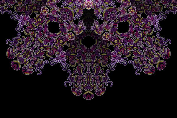 Mandala lila Töne auf schwarzem Hintergrund