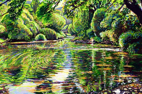 Helle Sommerlandschaft mit Farben