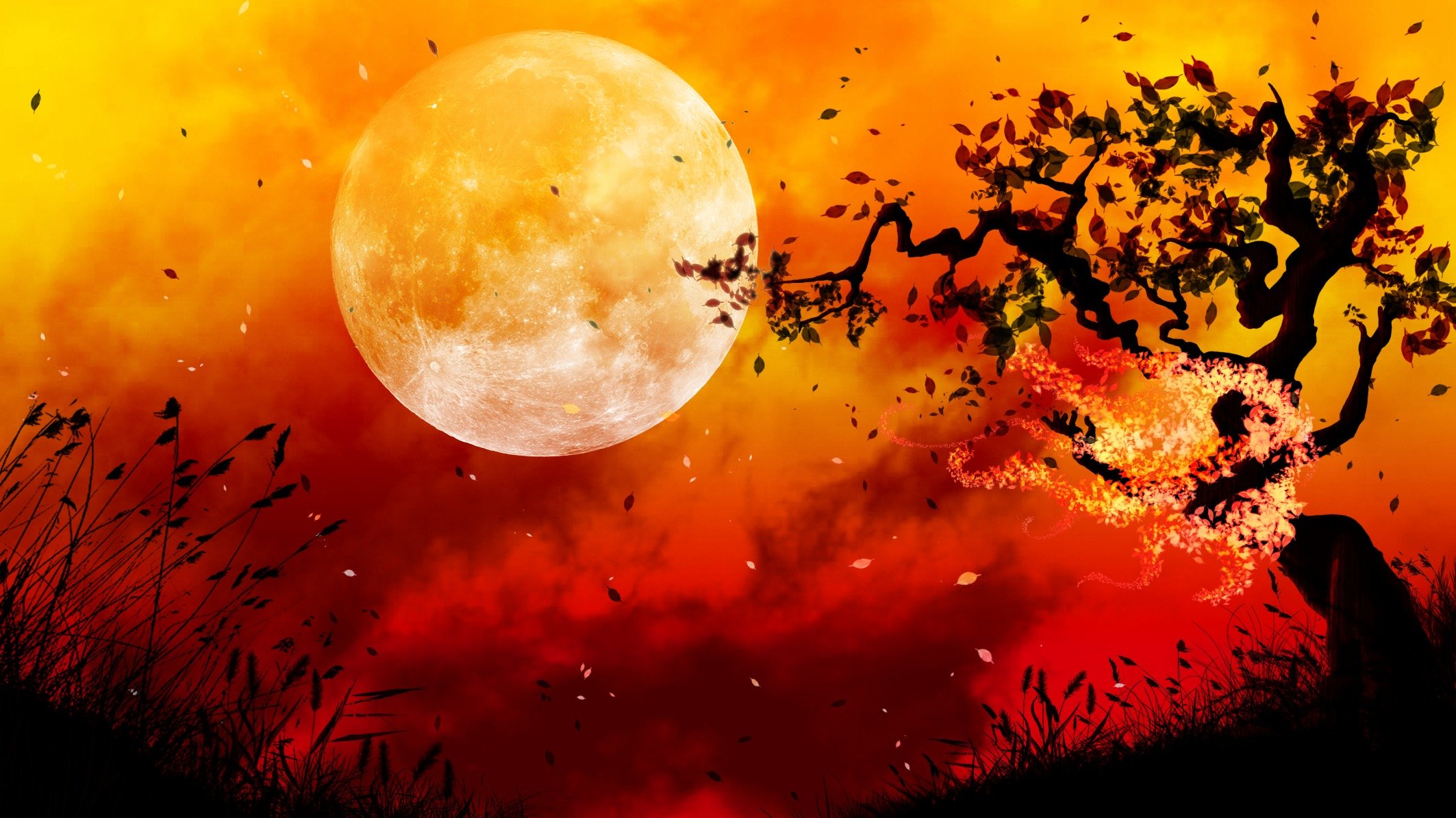 malerei kunst landschaft sonnenuntergang himmel baum
