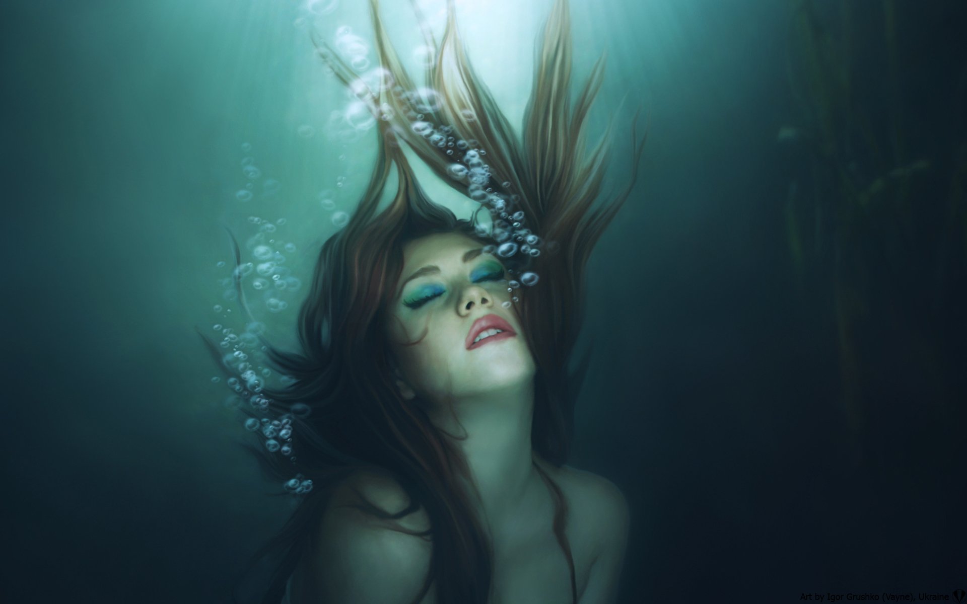 mädchen unterwasser blasen