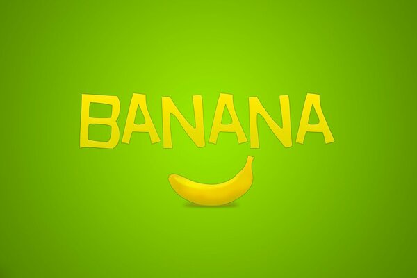 Gelbe Bananenfrucht-Inschrift auf grünem Hintergrund
