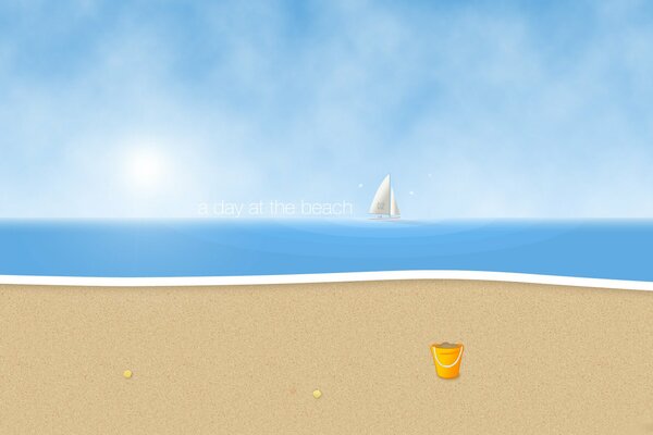 Minimalistischer Strand mit Wellen und Sand
