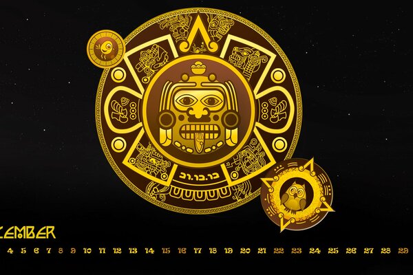 Komischer goldener Kalender für Dezember