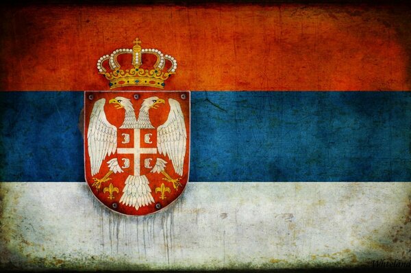 Flagge Serbiens beschmutzt, gemalt