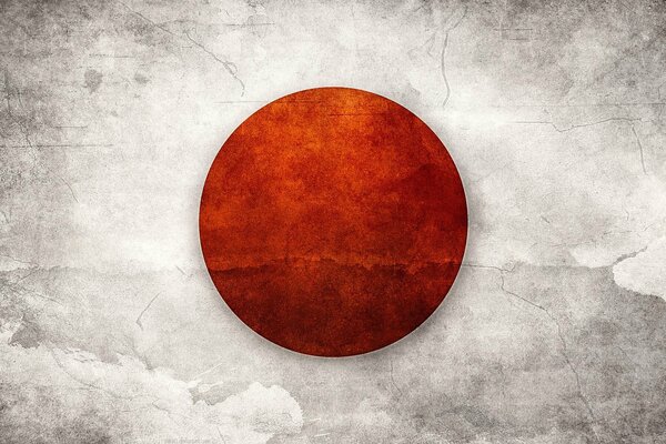 Die Wand zeigt eine japanische Flagge