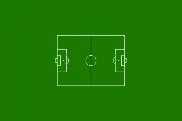 Bild eines Fußballfeldes auf grünem Hintergrund im minimalistischen Stil
