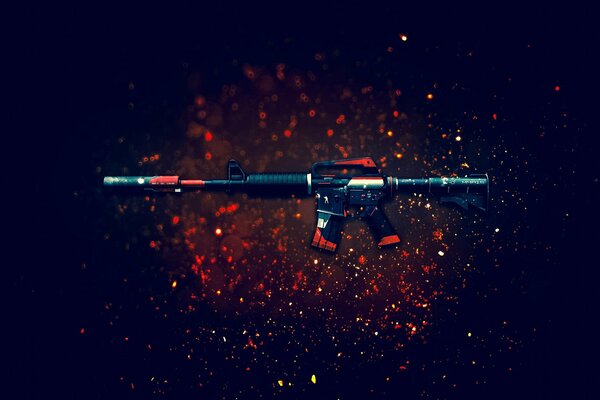Sturmgewehr mit roten Flecken